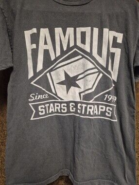 Famous Stars & Straps Gray Tee with White Logo